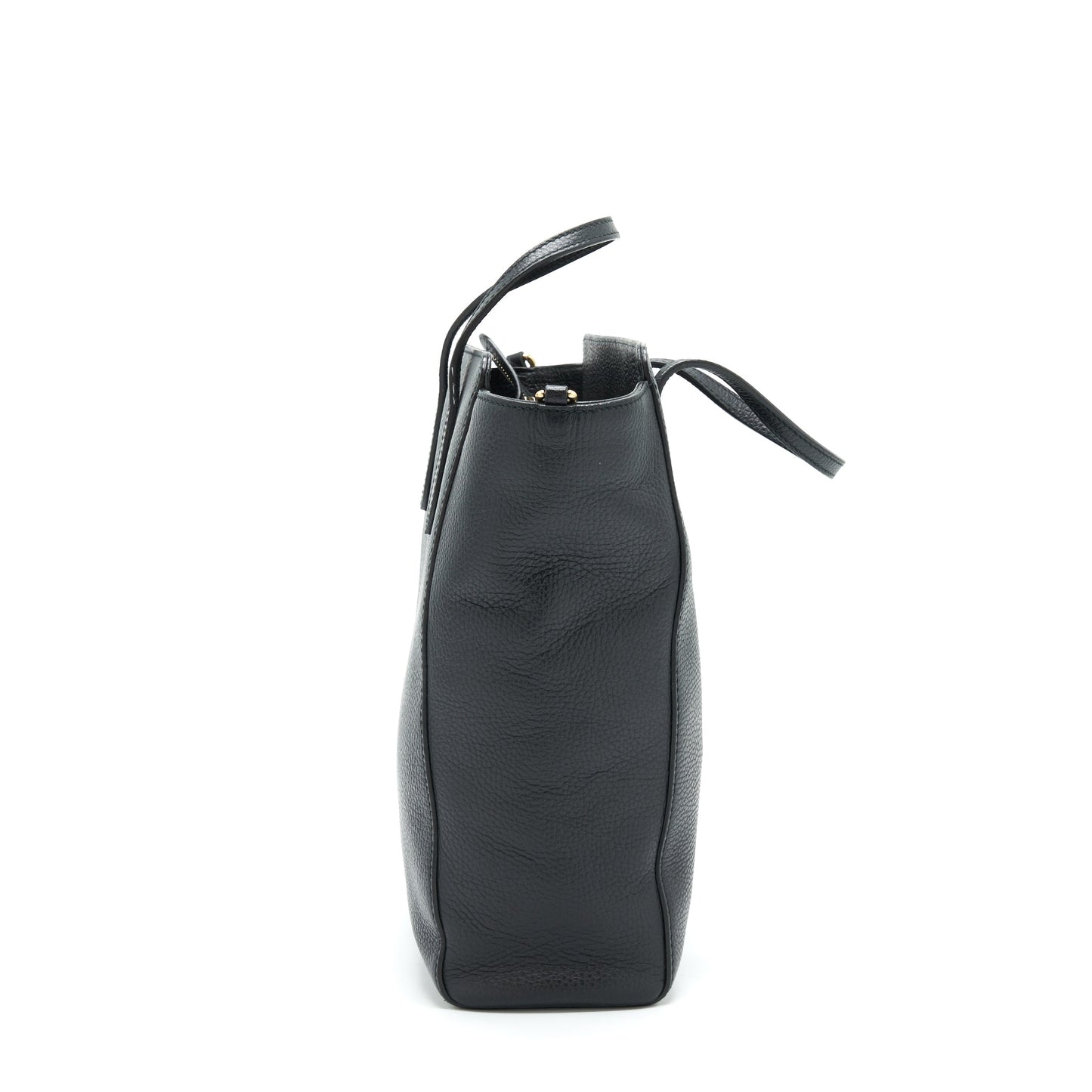 Gucci Grained calfskin Tote Purse Black with long strap