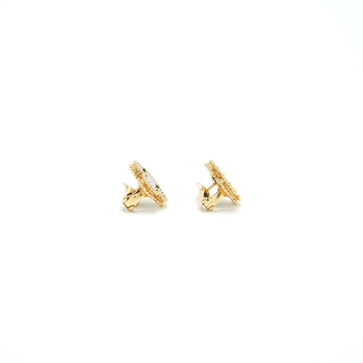 Van Cleef & Arpels Vintage Alhambra Onyx And Yellow Gold Earrings