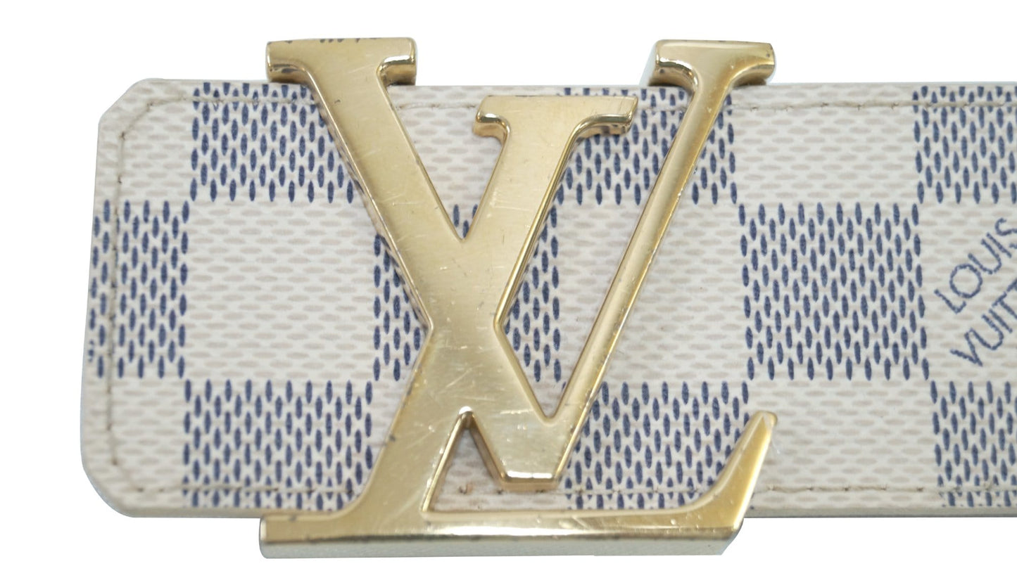 LOUIS VUITTON Damier Azur LV Initiales Men's Belt Size 80