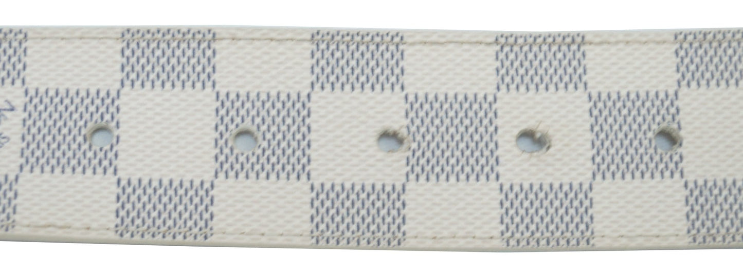 LOUIS VUITTON Damier Azur LV Initiales Men's Belt Size 80
