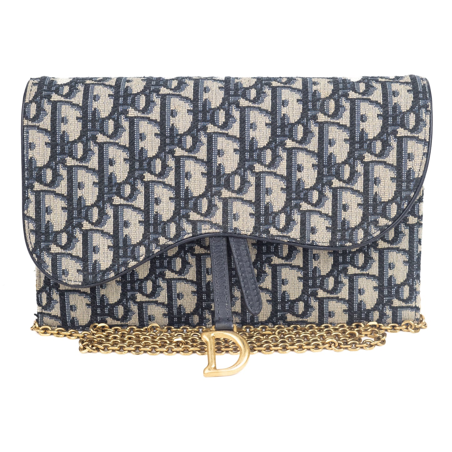 Dior Saddle Pouch in Blue Dior Oblique Jacquard