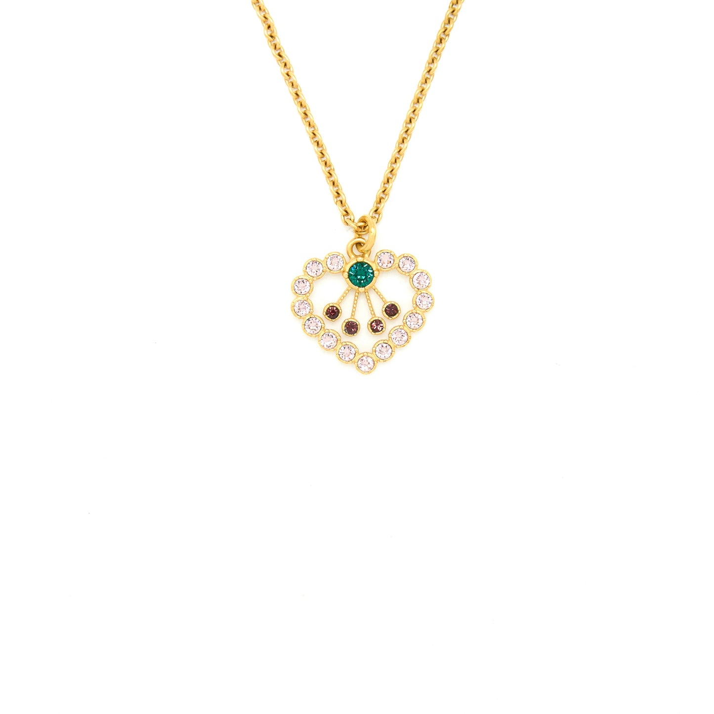Dior Heart Necklace & Bracelet Multicolour Crystal Gold Tone (Sell in a Set )