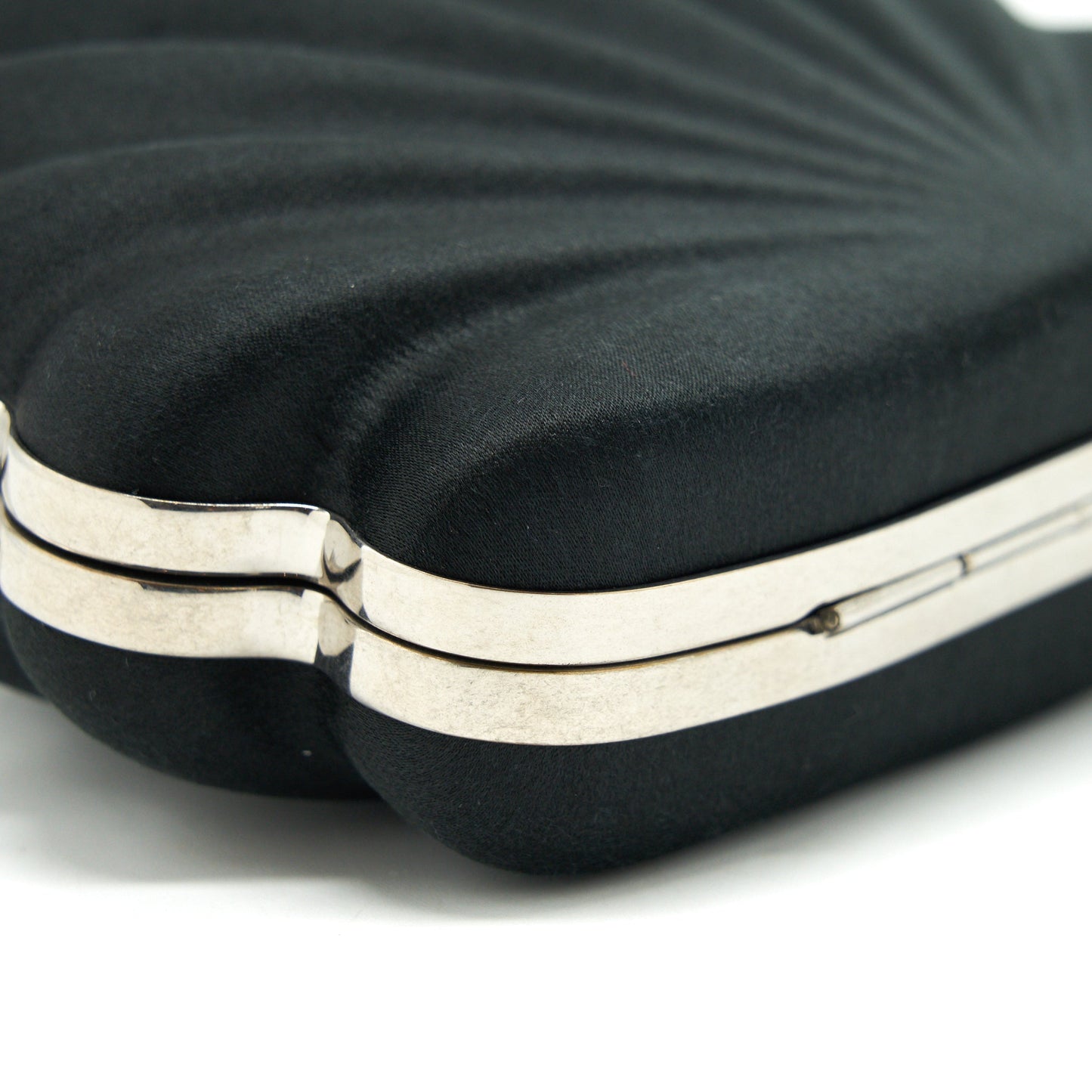 Balenciaga Satin Beads Shell Clutch black