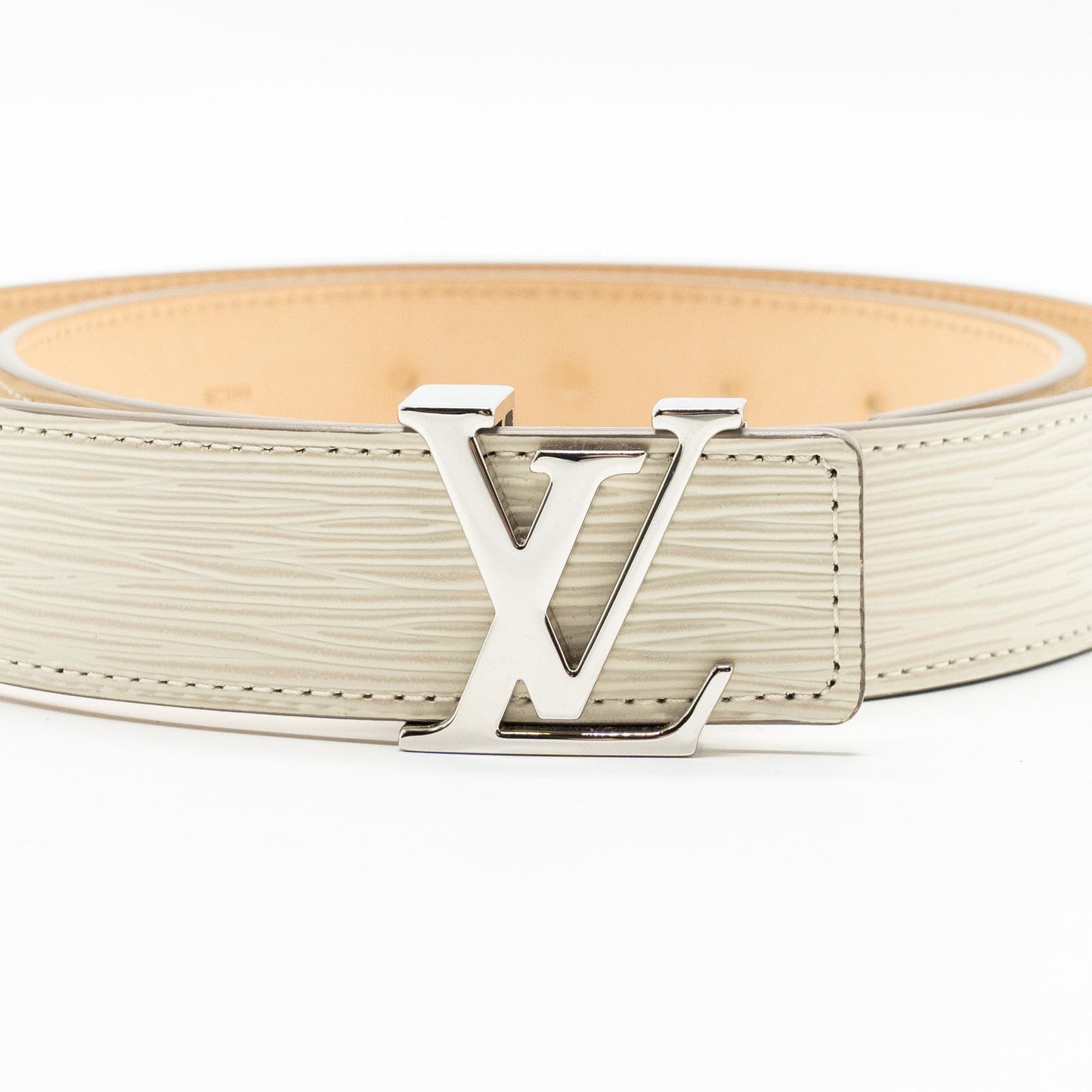 Louis Vuitton size 80 initials 30 mm belt epi white