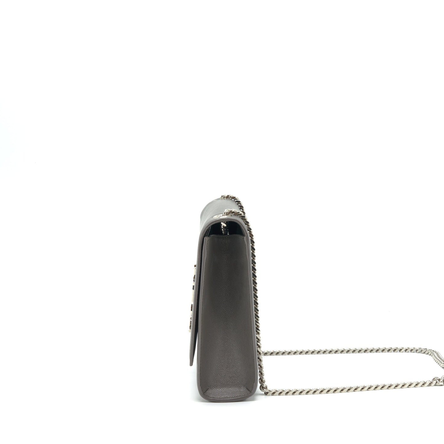 Saint Laurent() Large Monogramme Kate Chain Purse Grained Calfskin Grey