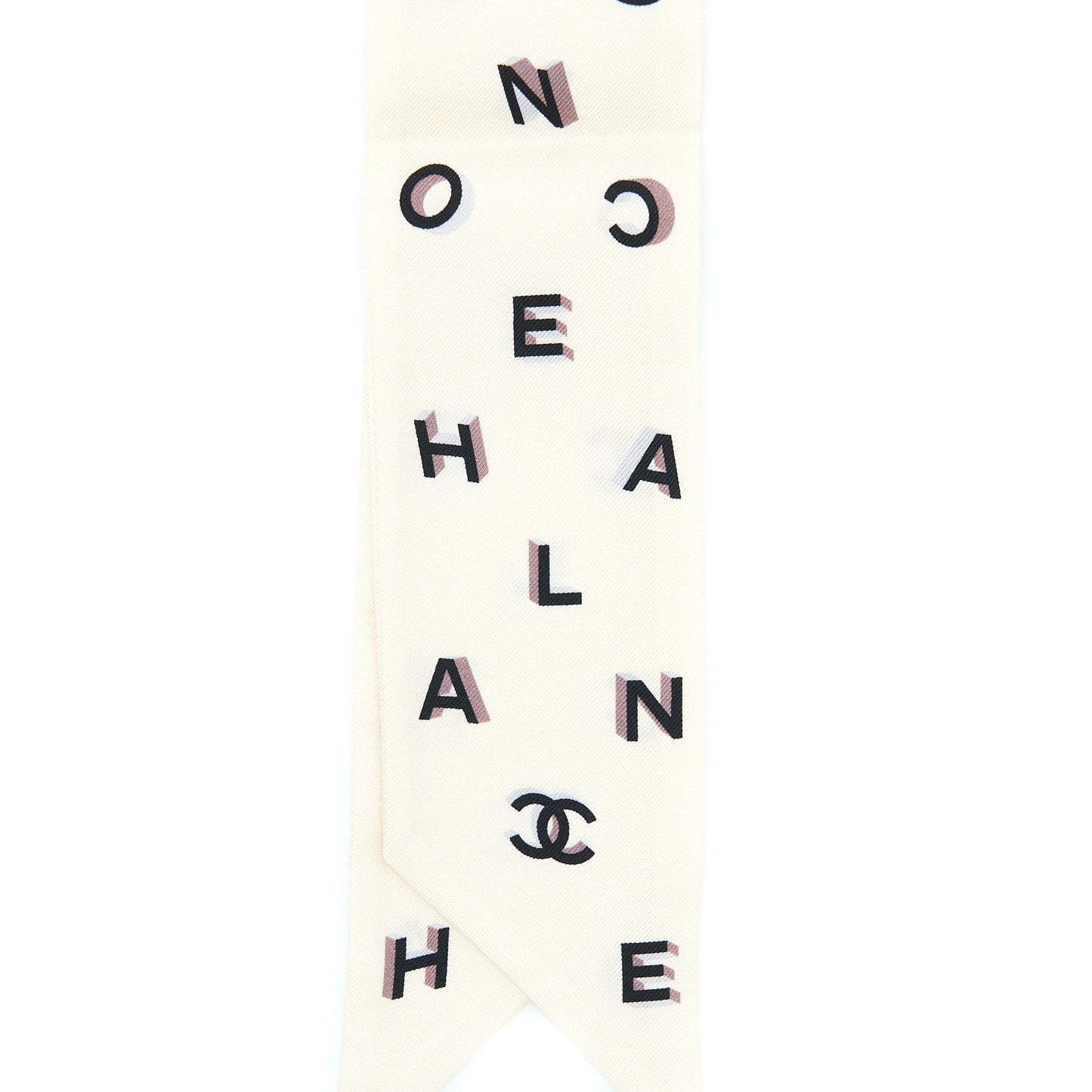 Chanel 22B Letter And CC Logo Twilly Ecru/Black