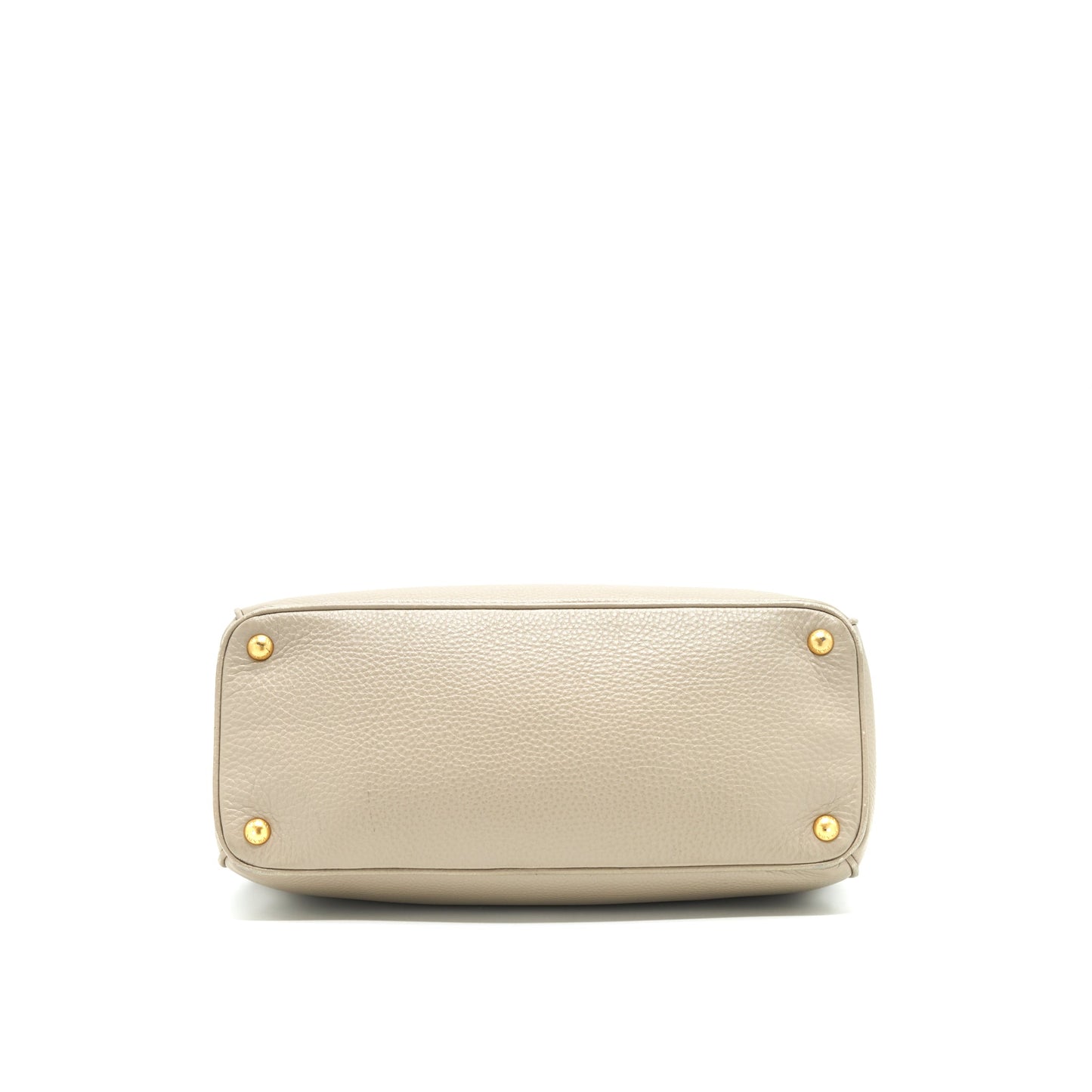 Prada grained calfskin double zip Tote Purse Light Grey