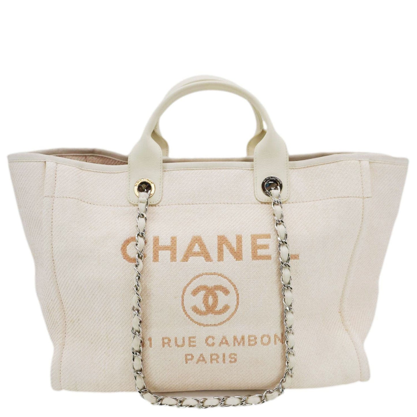 CHANEL Deauville Large Raffia Mixed Fibers Tote Bag Cream