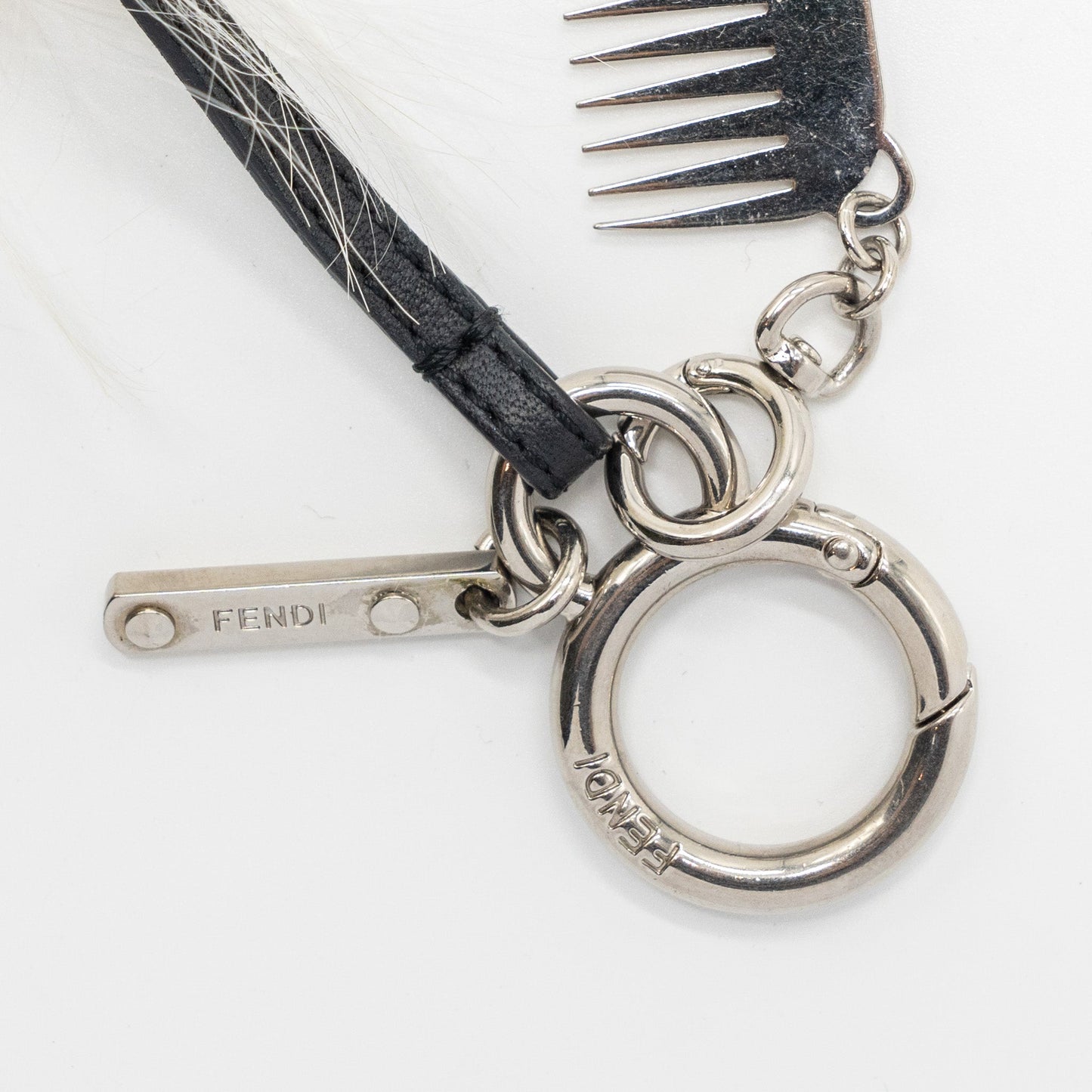 Fendi Karl Lagerfeld Keyring Charm Black/ White Fur
