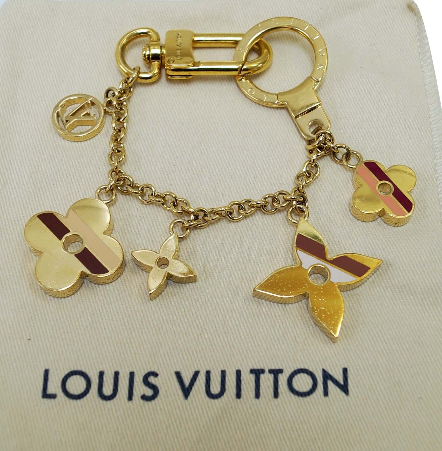 LOUIS VUITTON Flower Stripes Bag Charm