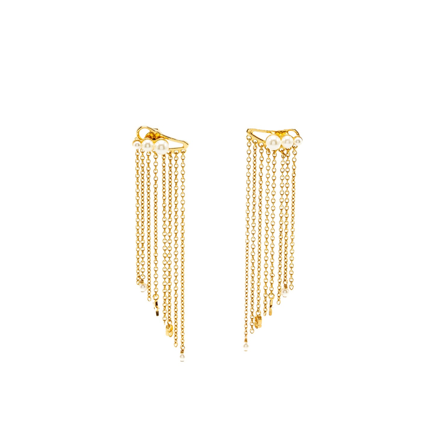 Star Pearls Dropped Earrings Gold Tone