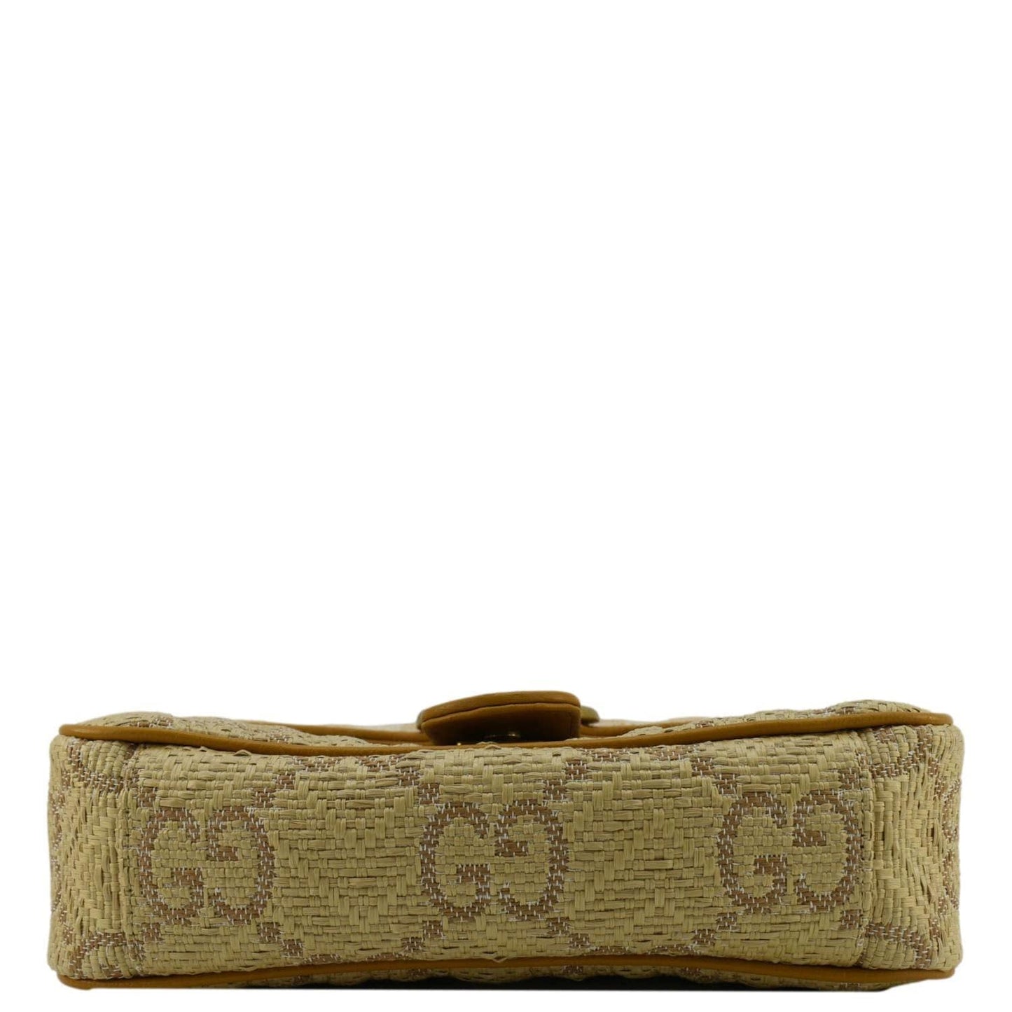 GUCCI GG Marmont Small Raffia Shoulder Bag Natural Beige 443497