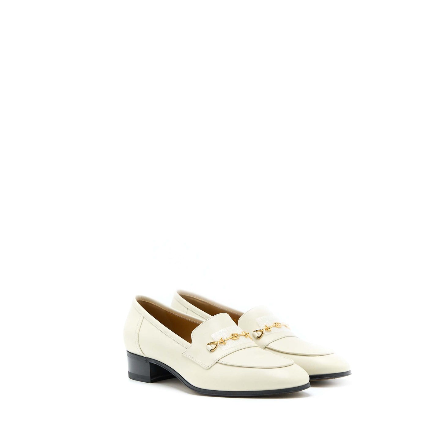 Gucci Size 38 Womenâs Loafer with Horsebit Calfskin White