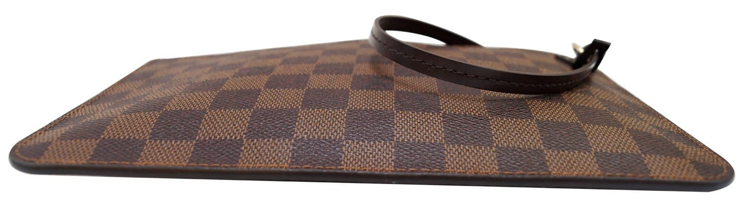 LOUIS VUITTON Damier Ebene Pochette Wristlet Pouch Neverfull Rose Ballerine