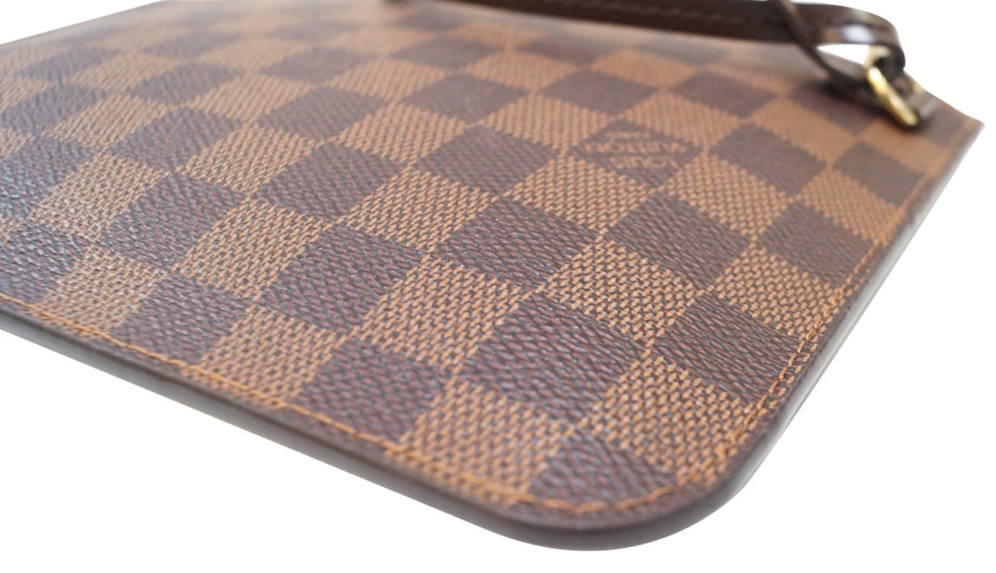 LOUIS VUITTON Damier Ebene Pochette Wristlet Pouch Neverfull Rose Ballerine