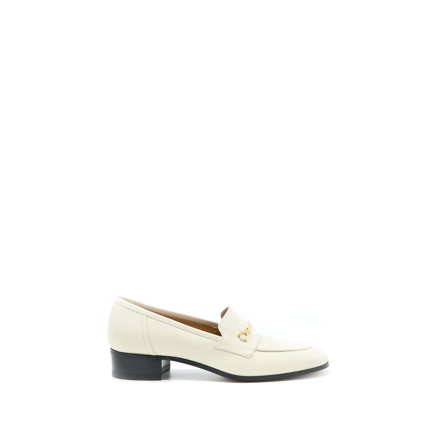 Gucci Size 38 Womenâs Loafer with Horsebit Calfskin White