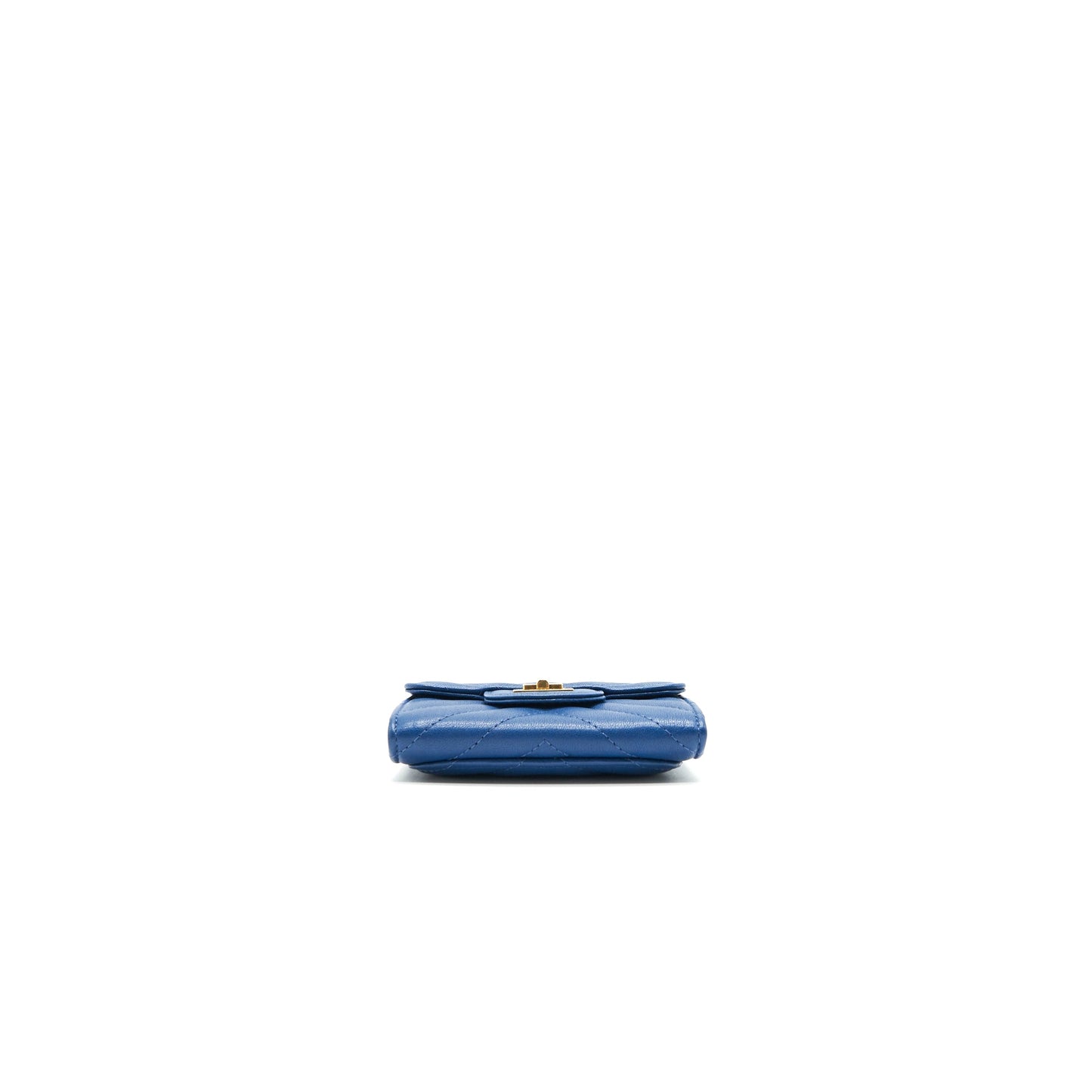 Chanel Chevron 2.55 reissue card Holder Blue GHW