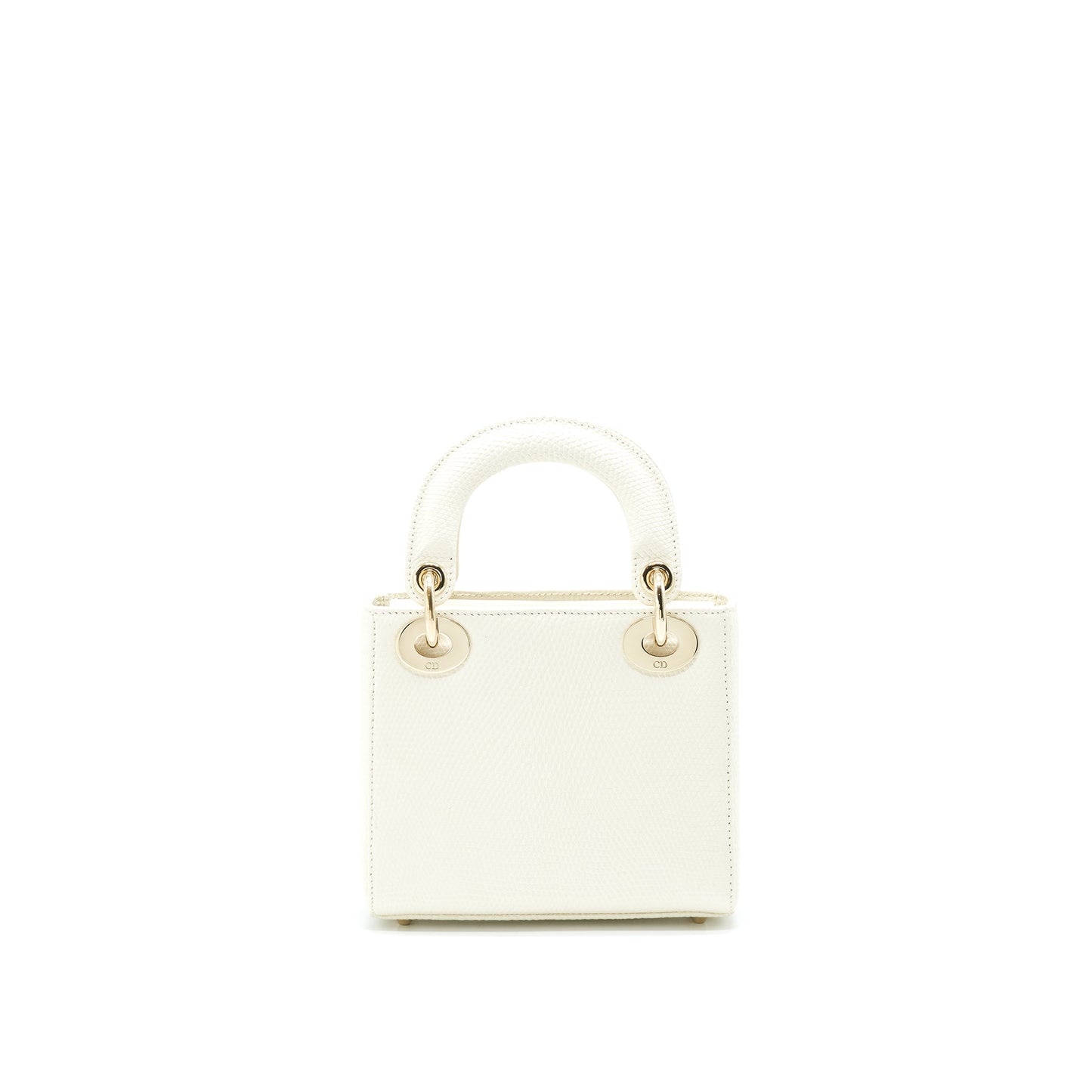 Dior Lizard Mini Lady Dior Purse White