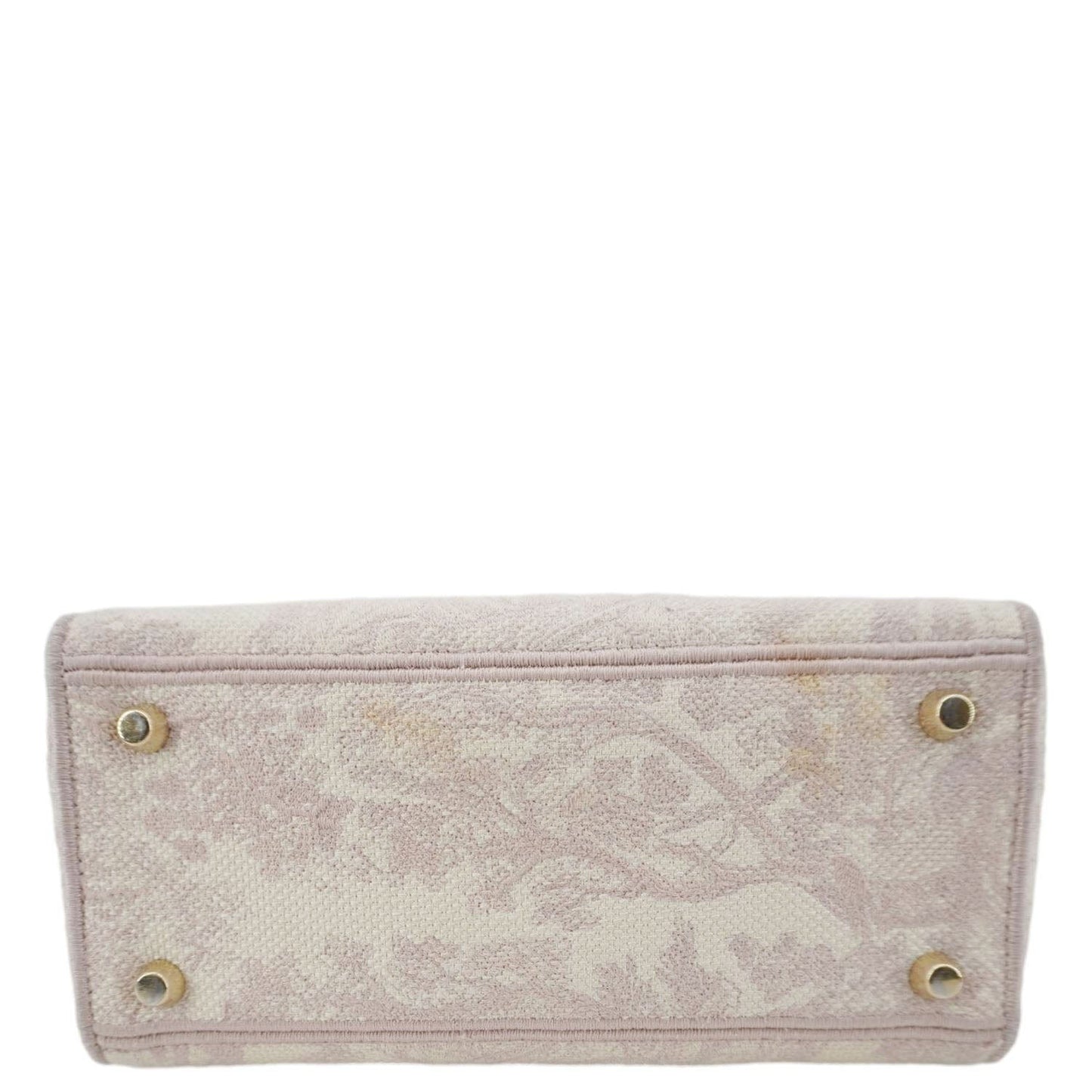 CHRISTIAN DIOR Lady Dior D-Lite Embroidered Canvas Shoulder Bag Beige