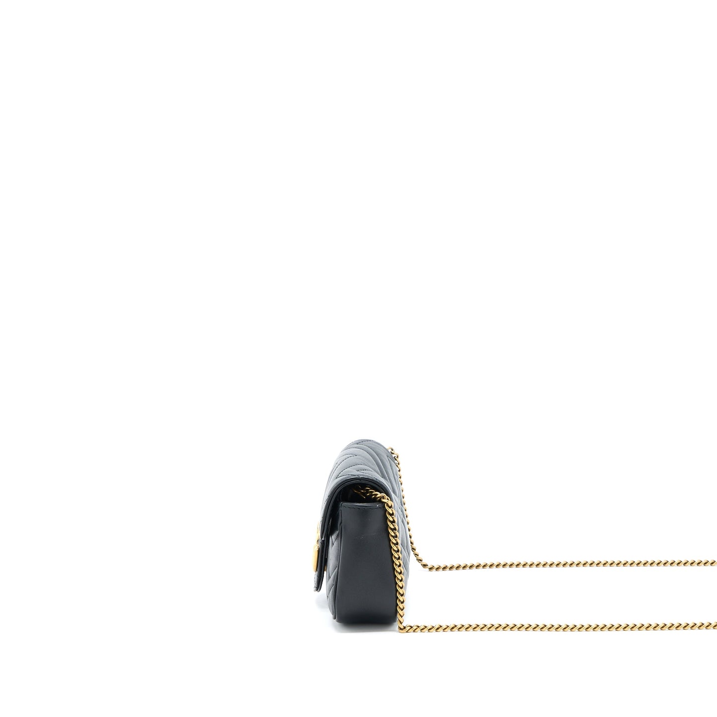Gucci Marmont Super Mini Chain Purse Calfskin Black Brushed