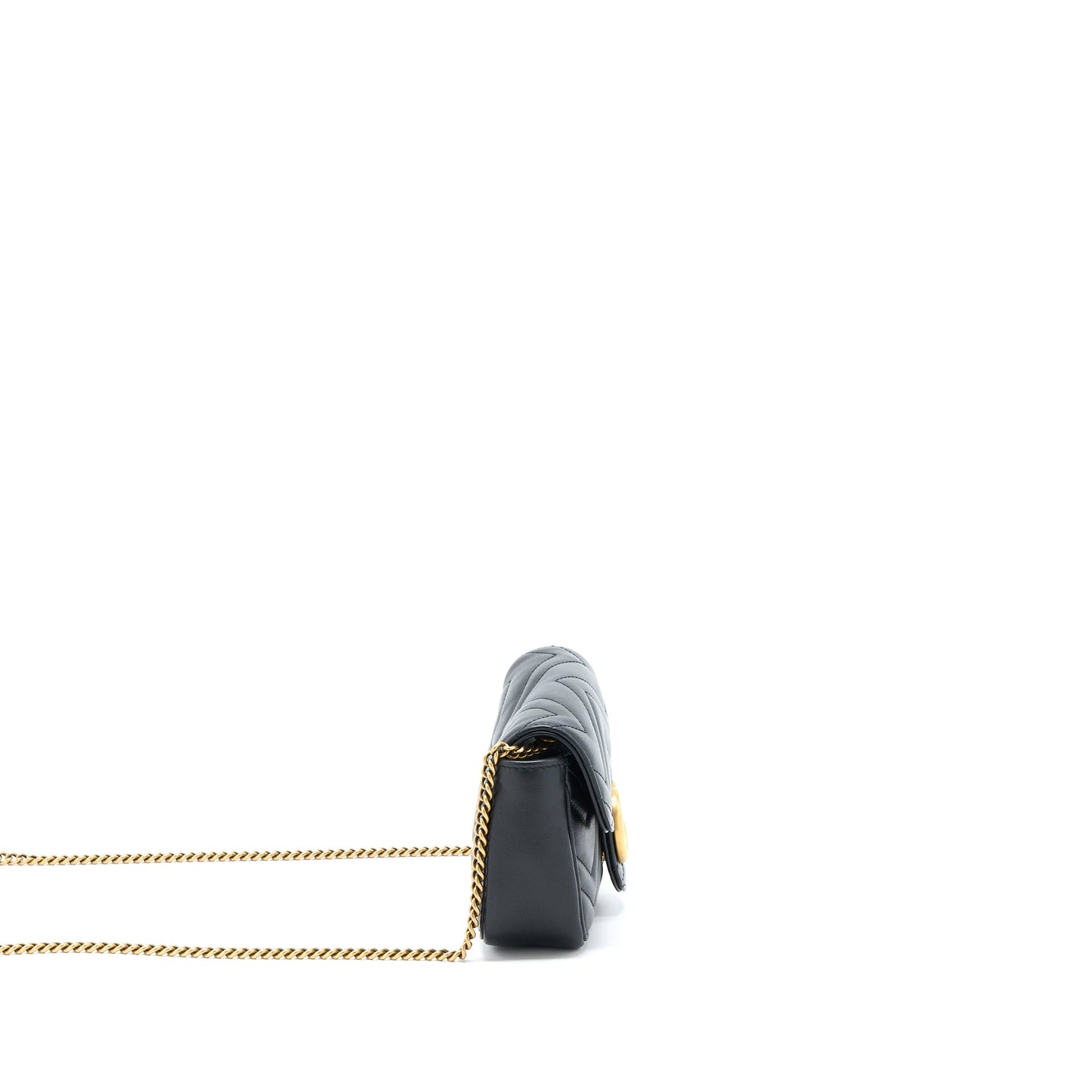 Gucci Marmont Super Mini Chain Purse Calfskin Black Brushed
