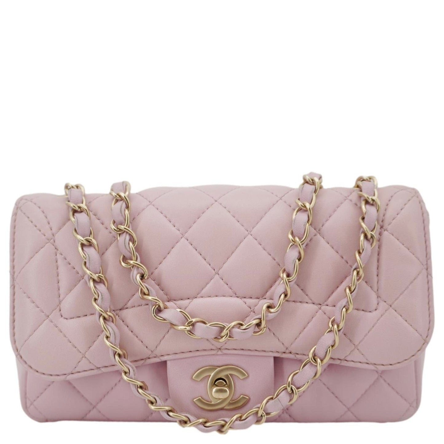 CHANEL Mademoiselle Chic Flap Quilted Lambskin Leather Crossbody Bag Pink