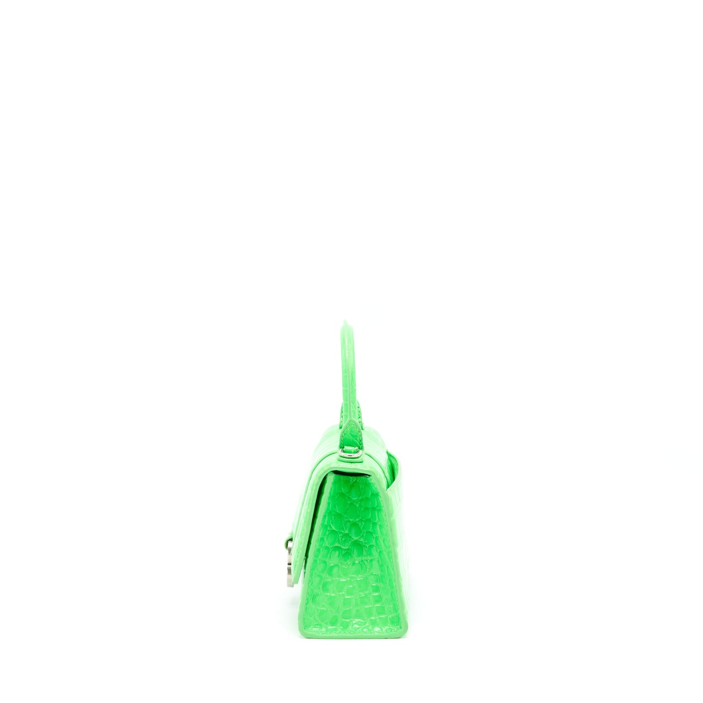 Balenciaga Hourglass Crocodile-Embossed Calfskin Green