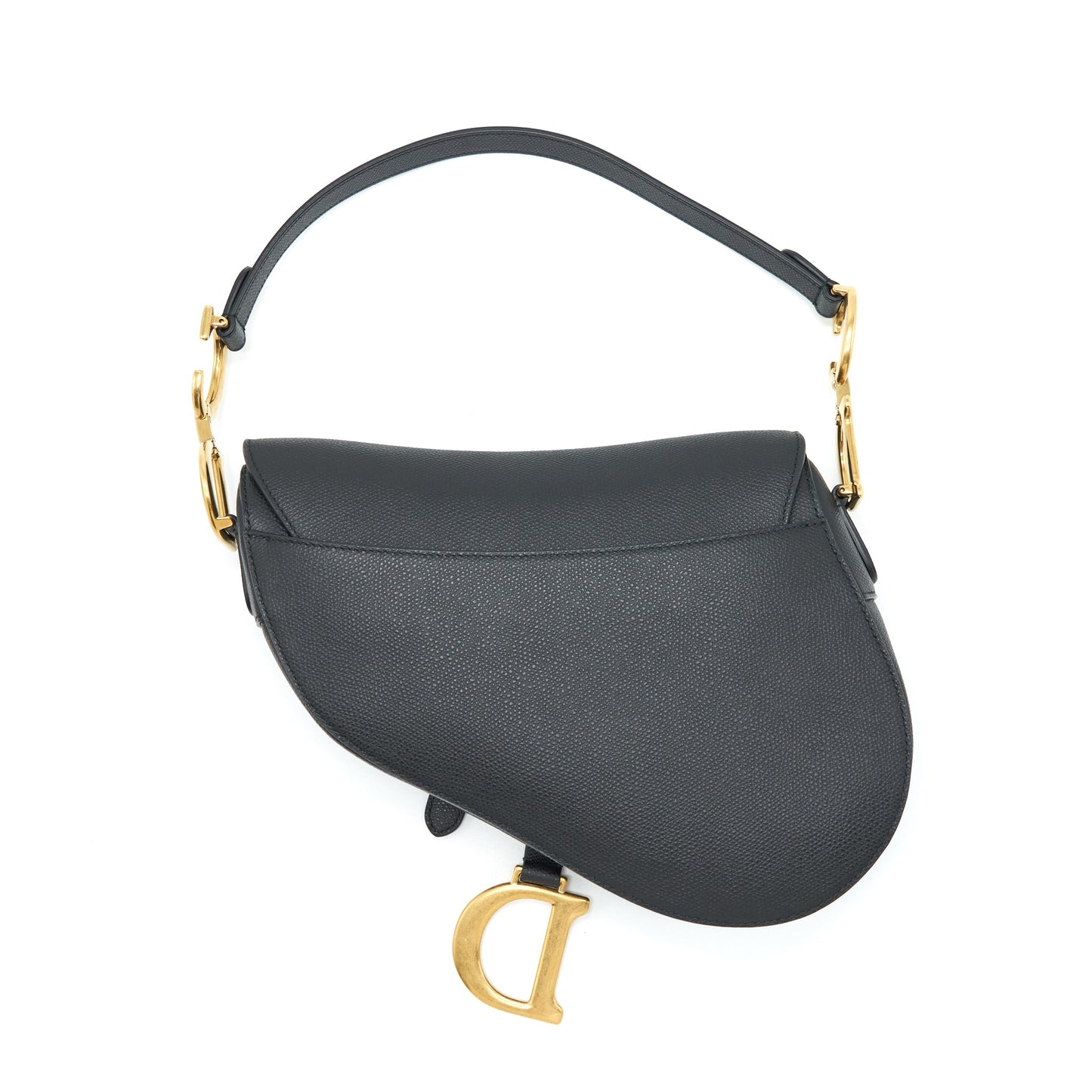 Dior Medium Saddle Purse Grained Calfskin Black