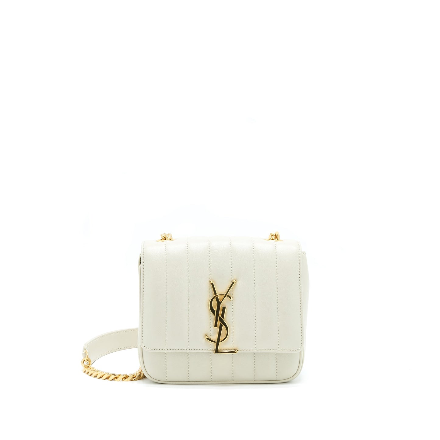 Saint Laurent Vicky Chain Purse Light Beige