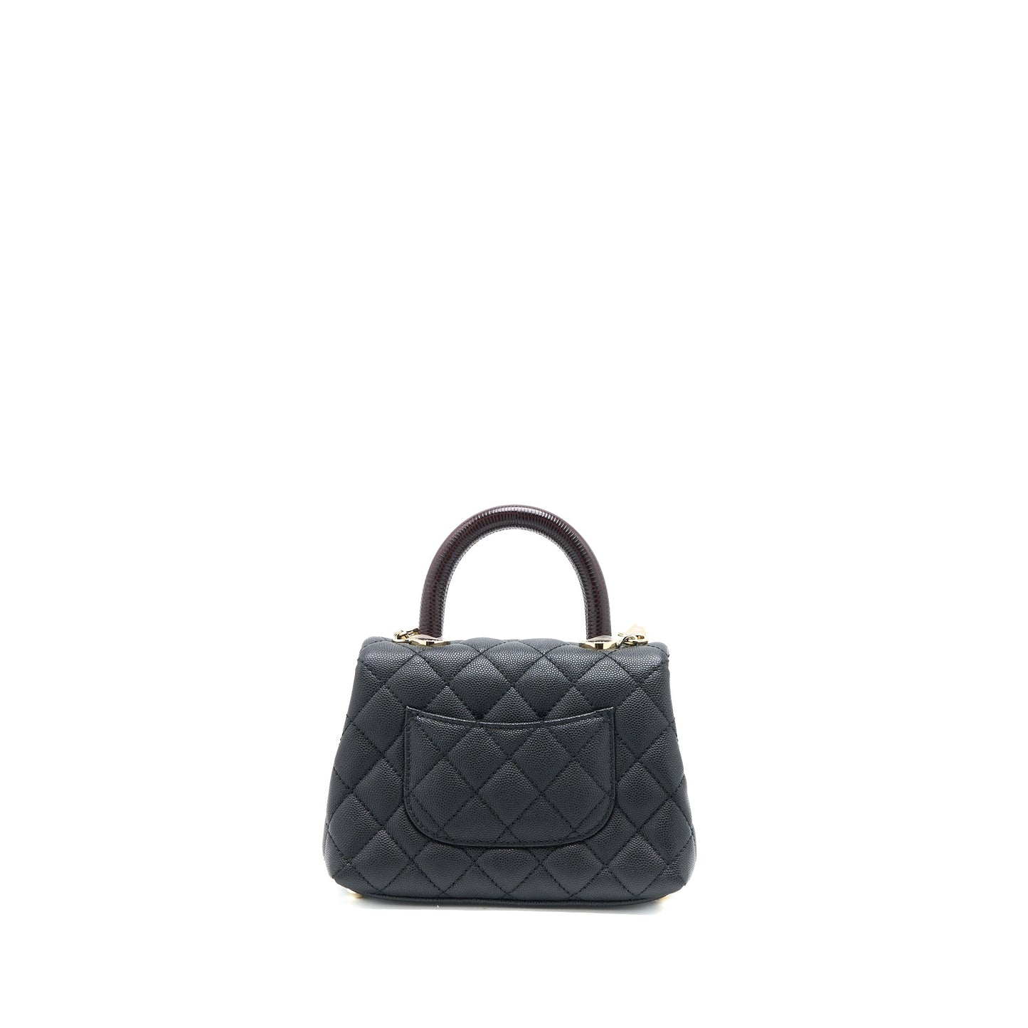 Chanel Mini Coco Handle Caviar Black/Burgundy Handle LGHW