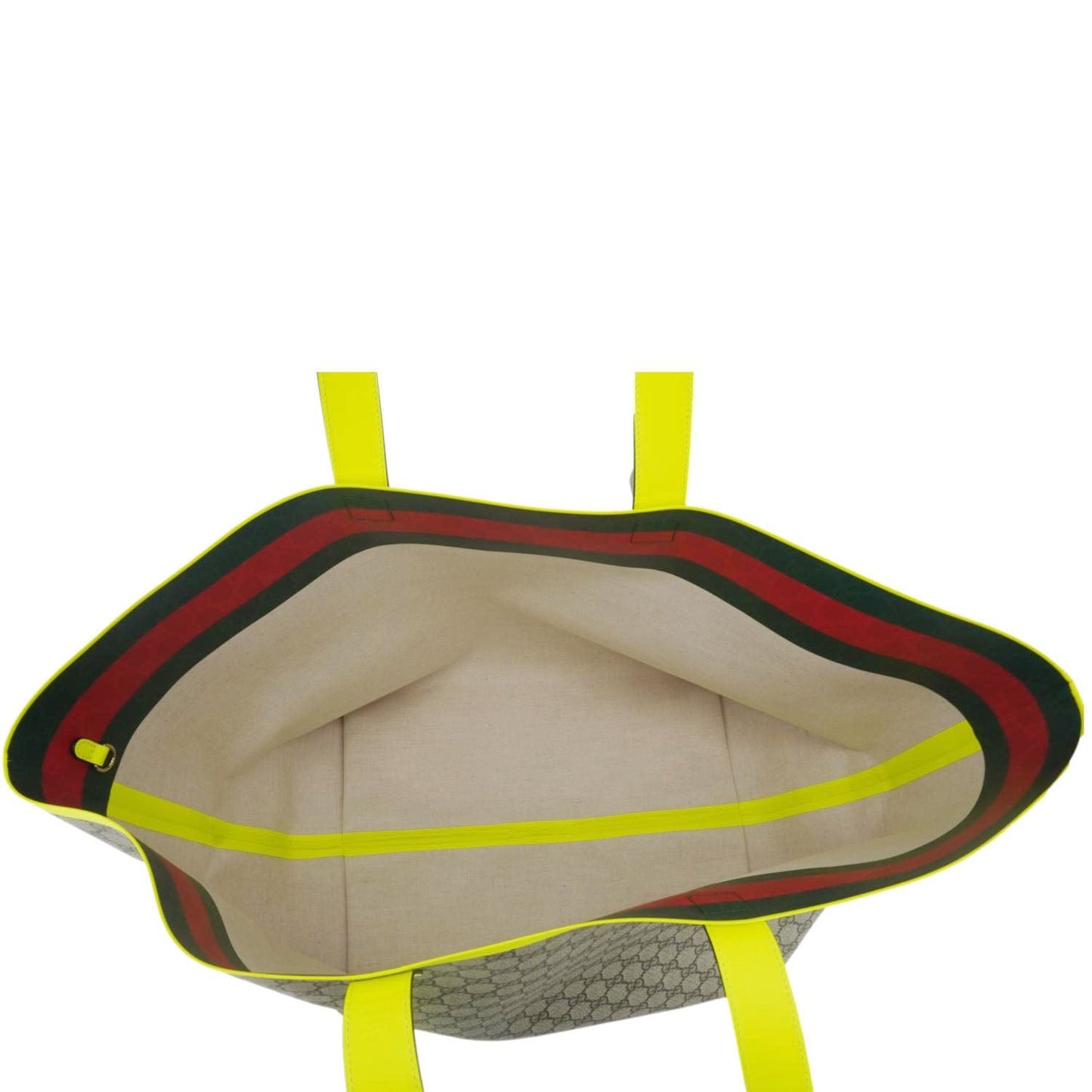 GUCCI Ophidia Medium GG Supreme Canvas Tote Bag Neon Yellow 786899
