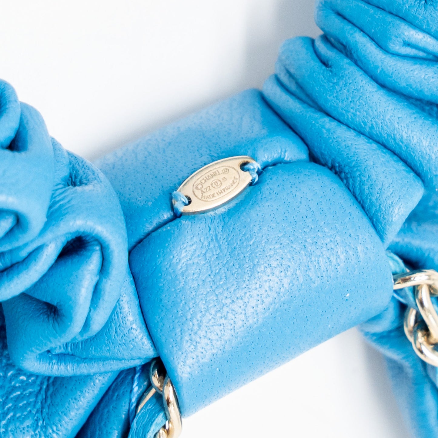 Chanel Hair Ring leather blue GHW