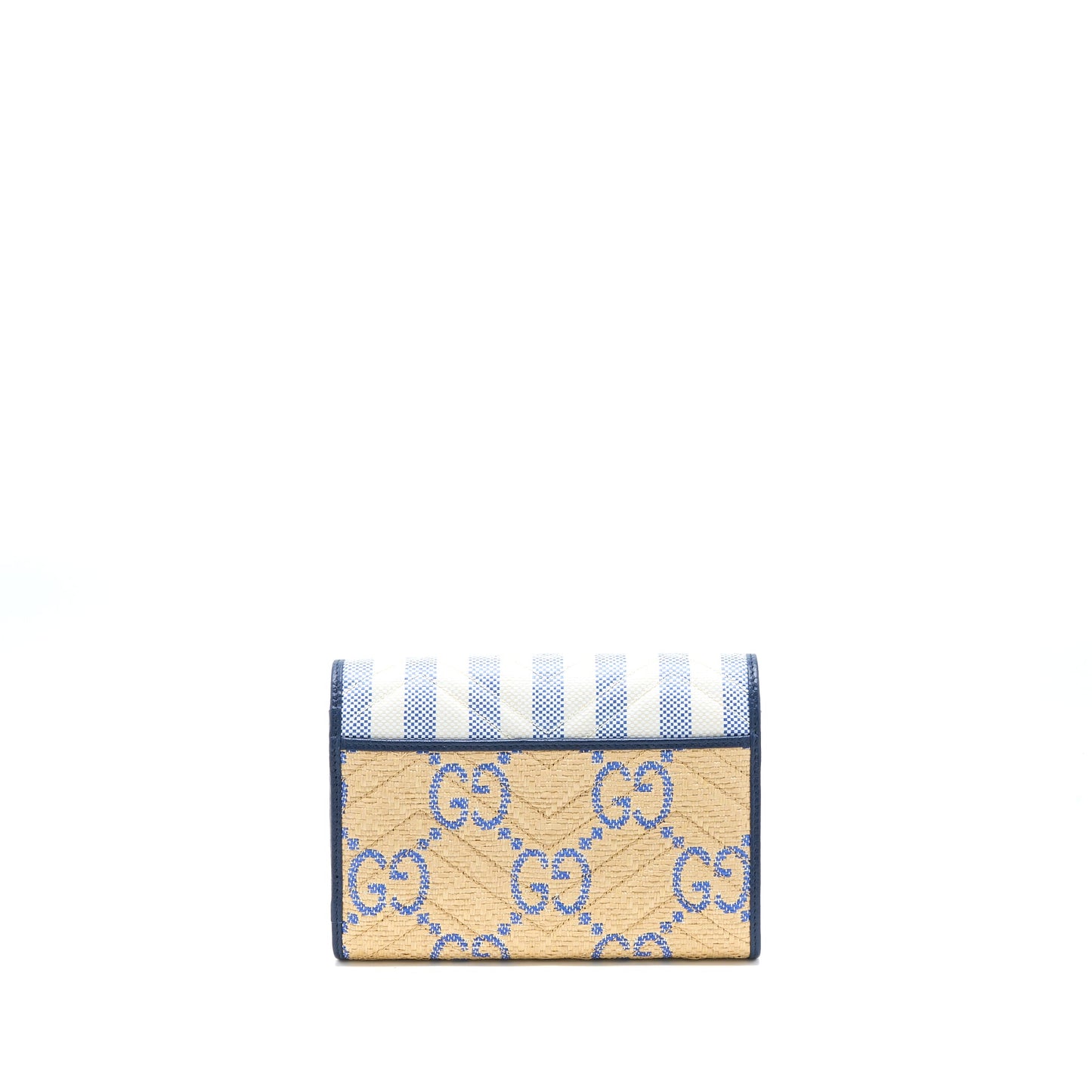 Gucci Marmont Flap Purse Matelasse Raffia Blue/Multicolour Brushed