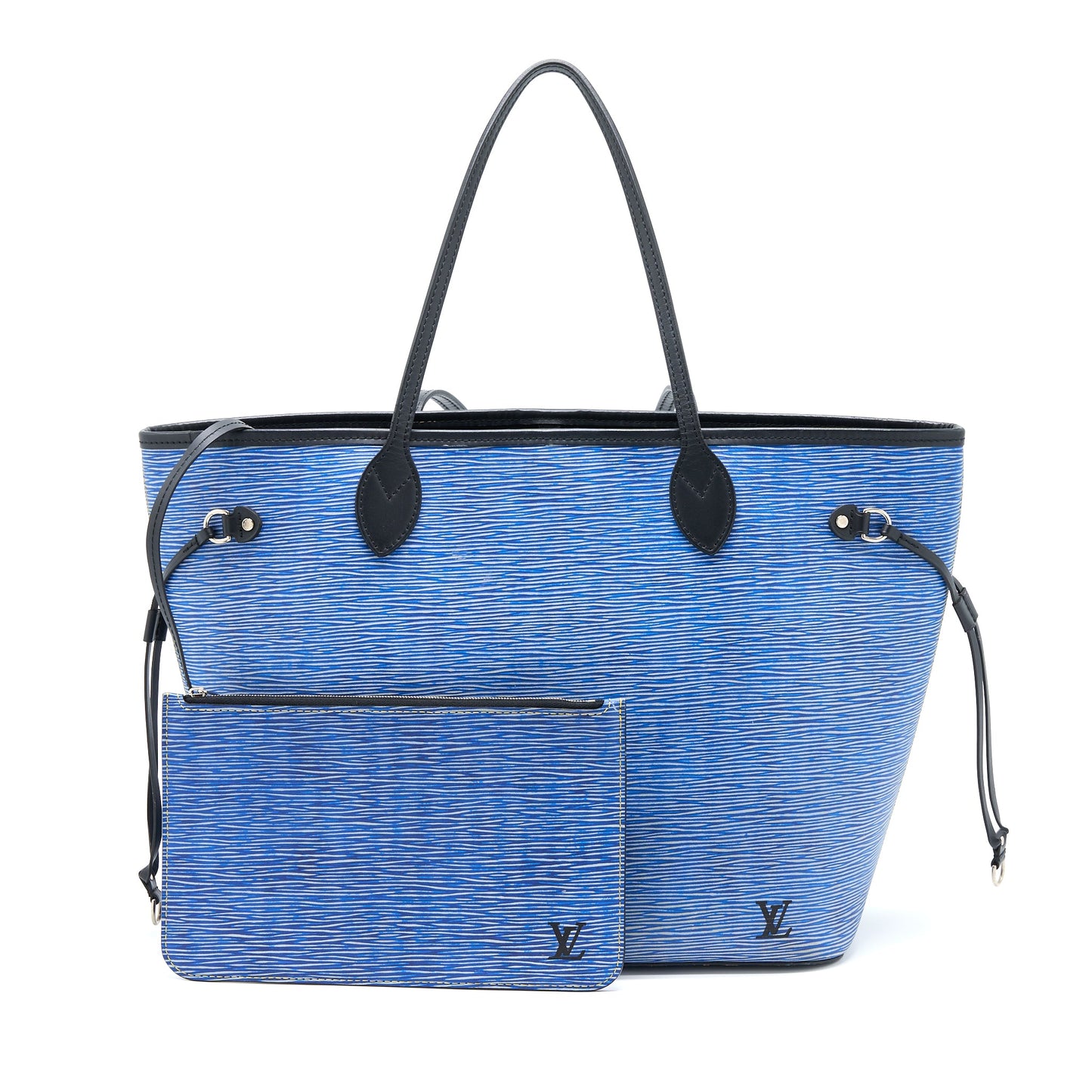 Louis Vuitton Neverfull Epi Blue Denim/Black