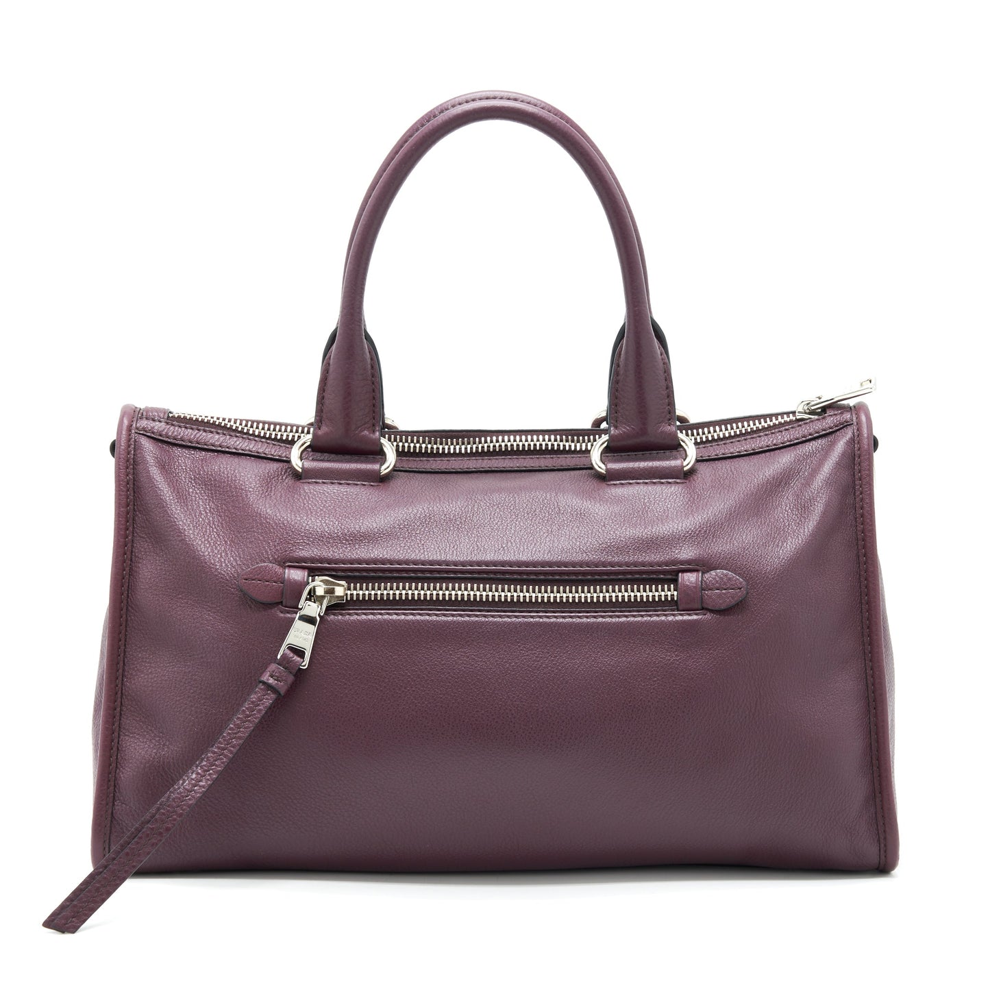 Prada Vitello Phenix Bauletto Tote Purse Grained Calfskin Burgundy