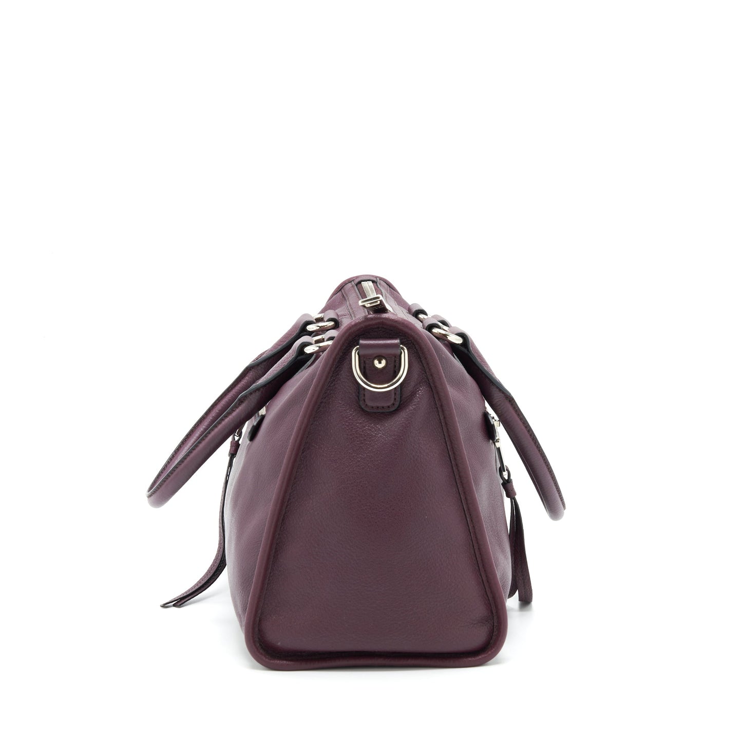 Prada Vitello Phenix Bauletto Tote Purse Grained Calfskin Burgundy