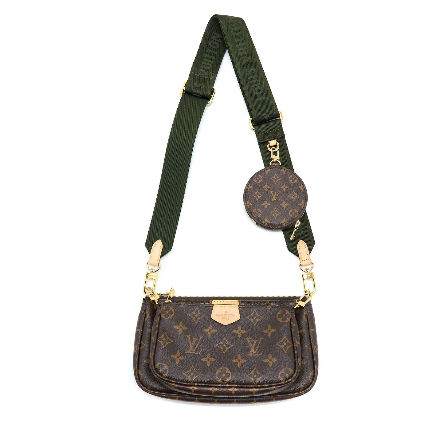 Louis Vuitton Multi Pochette Accessories Monogram Canvas Khaki Strap (New Version)
