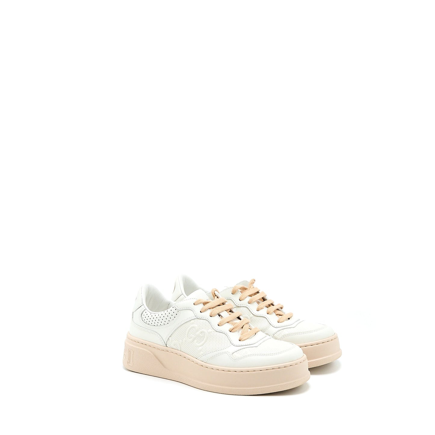 Gucci Size 36 Womenâs Embossed Sneaker White/Pink