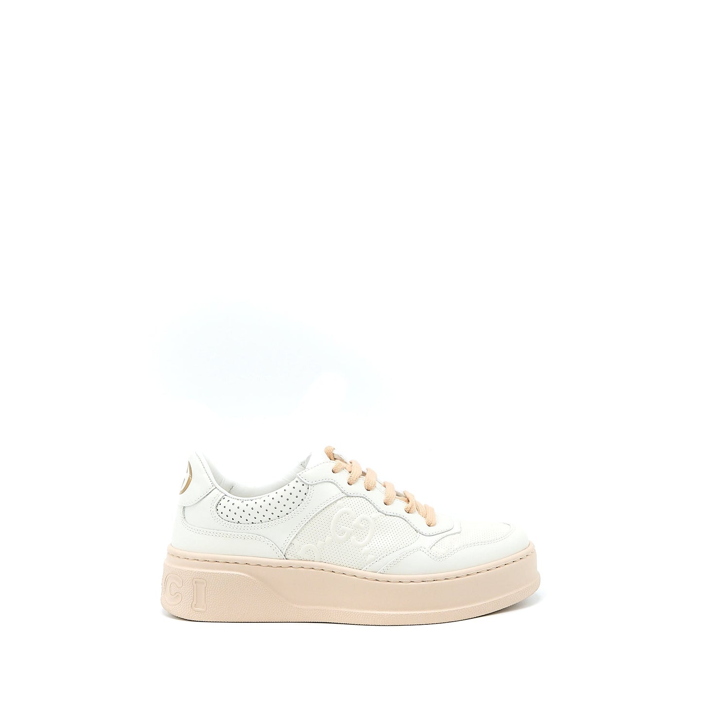 Gucci Size 36 Womenâs Embossed Sneaker White/Pink