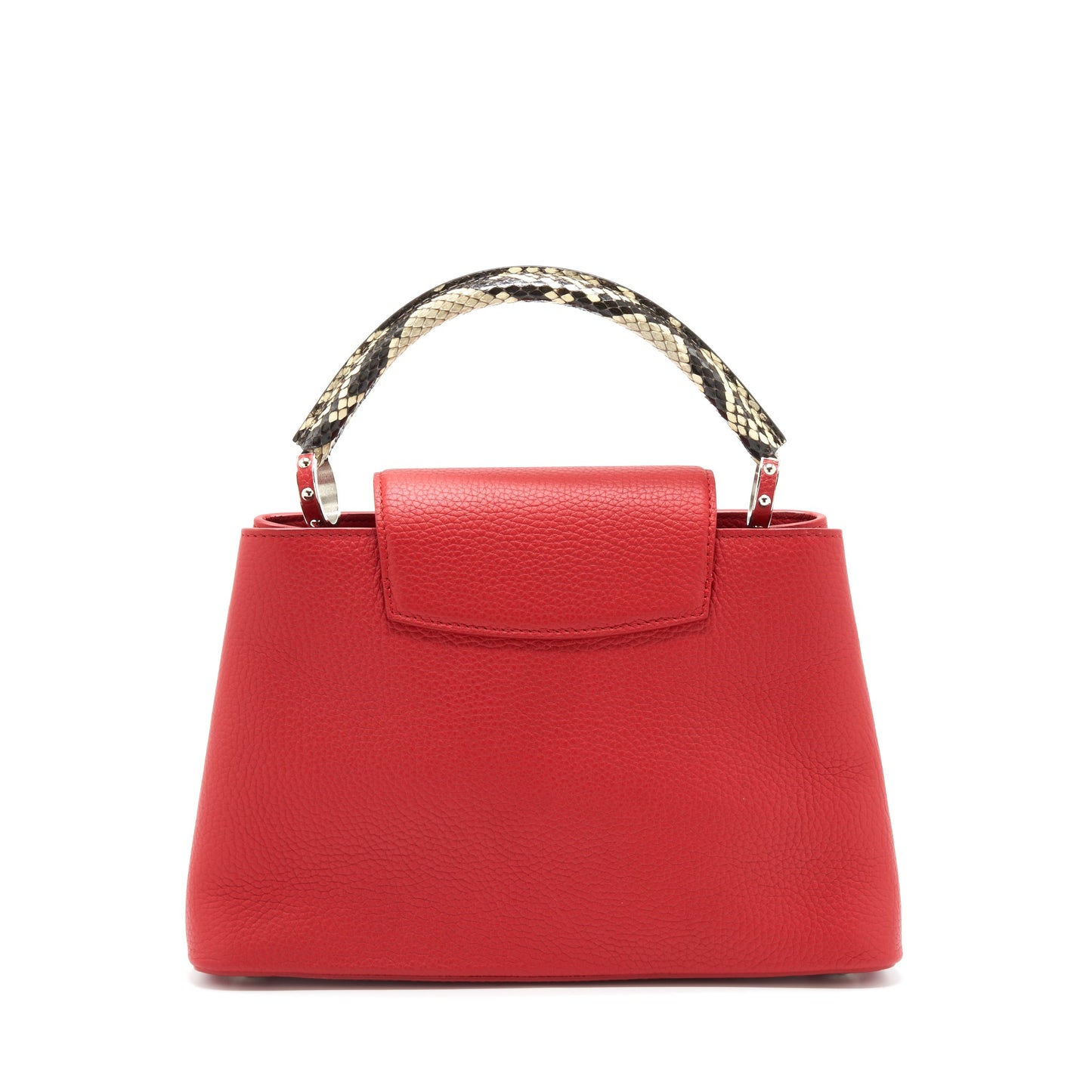 Louis Vuitton Capucines Calfskin Red With Python Handle Rubis