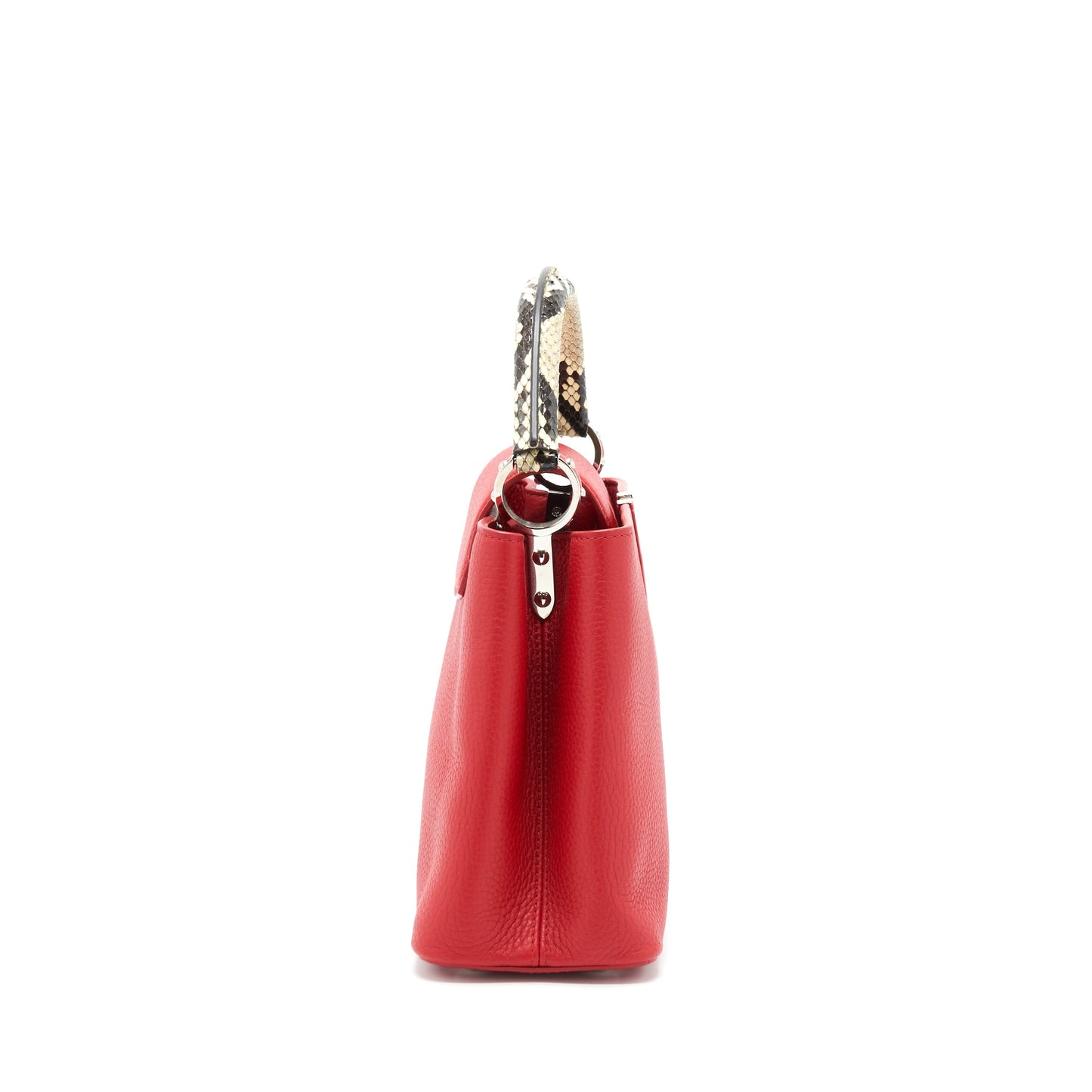 Louis Vuitton Capucines Calfskin Red With Python Handle Rubis