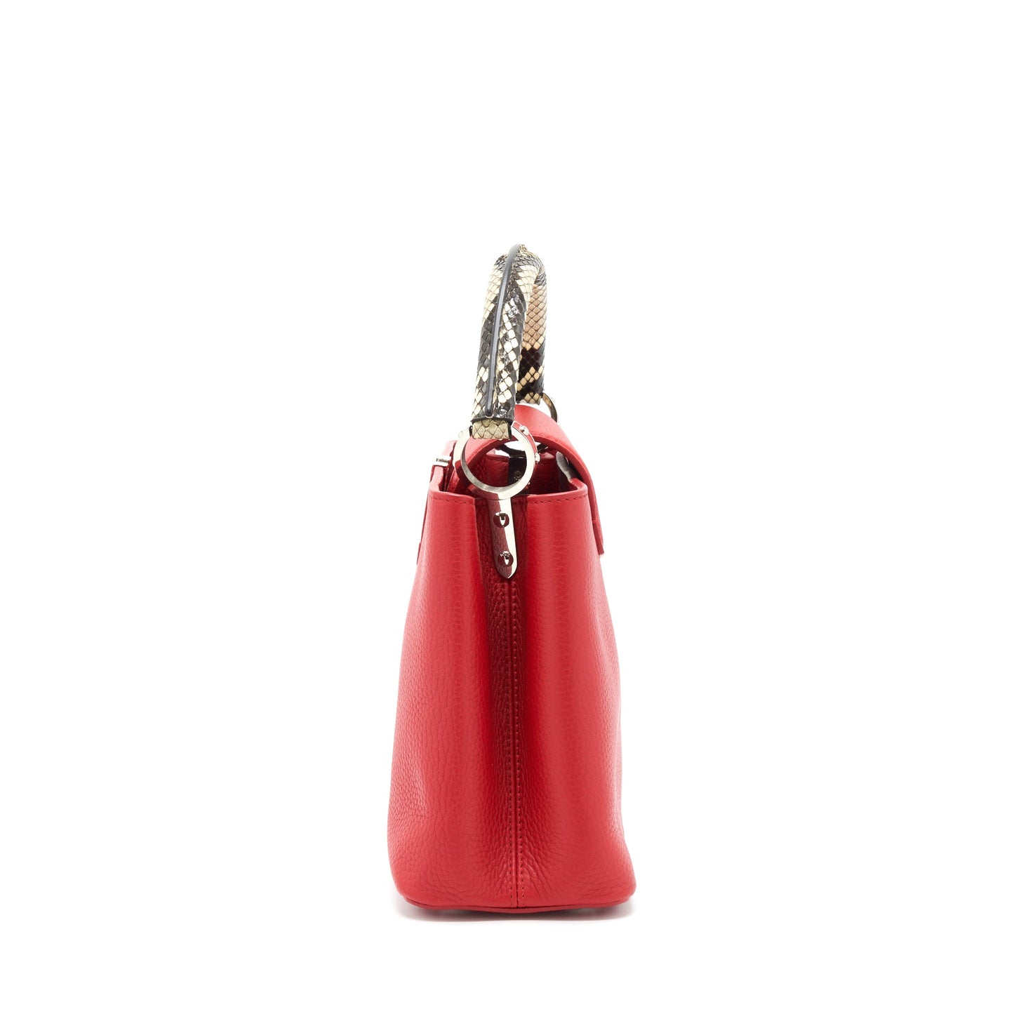 Louis Vuitton Capucines Calfskin Red With Python Handle Rubis