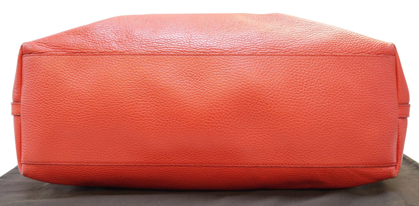 GUCCI Calfskin Large Braided Handle Gifford Tote Bag Red