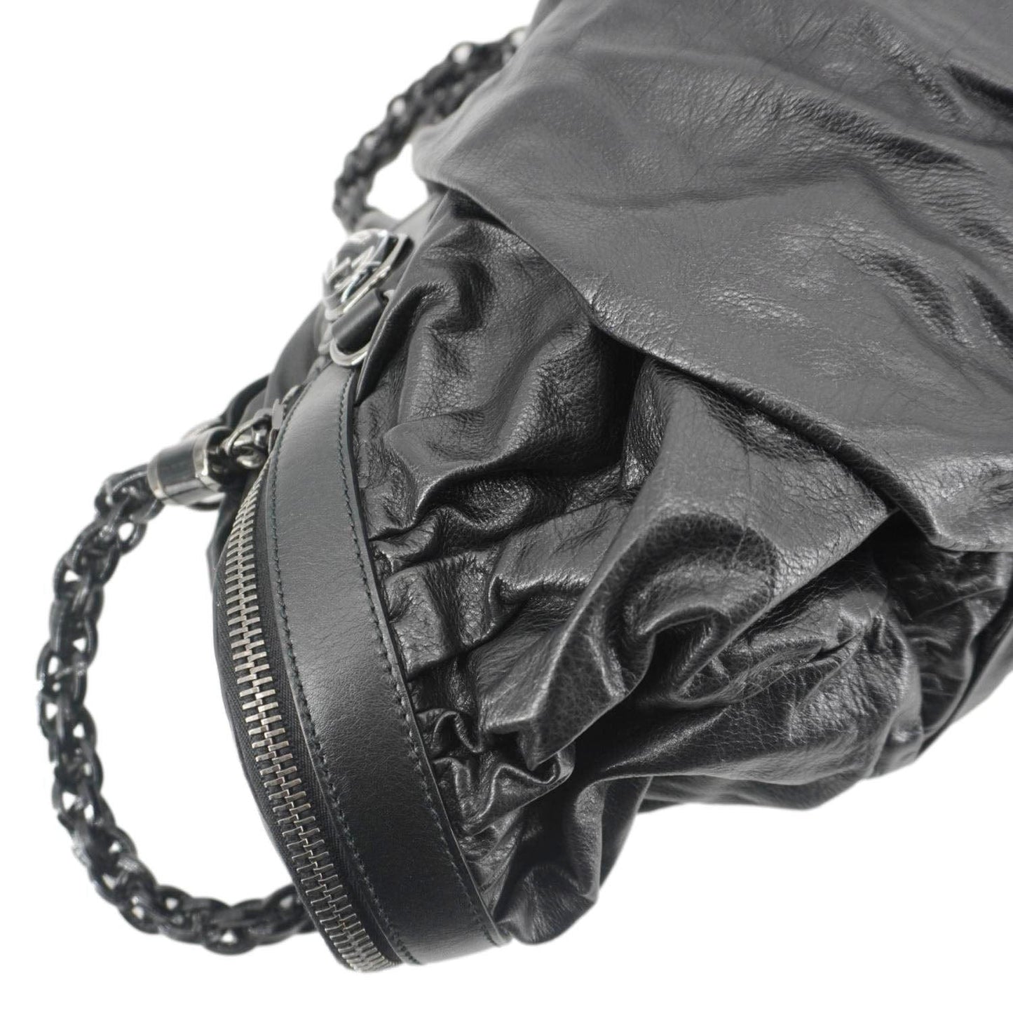 GUCCI Galaxy Medium Leather Top Handle Shoulder Bag Black 228838