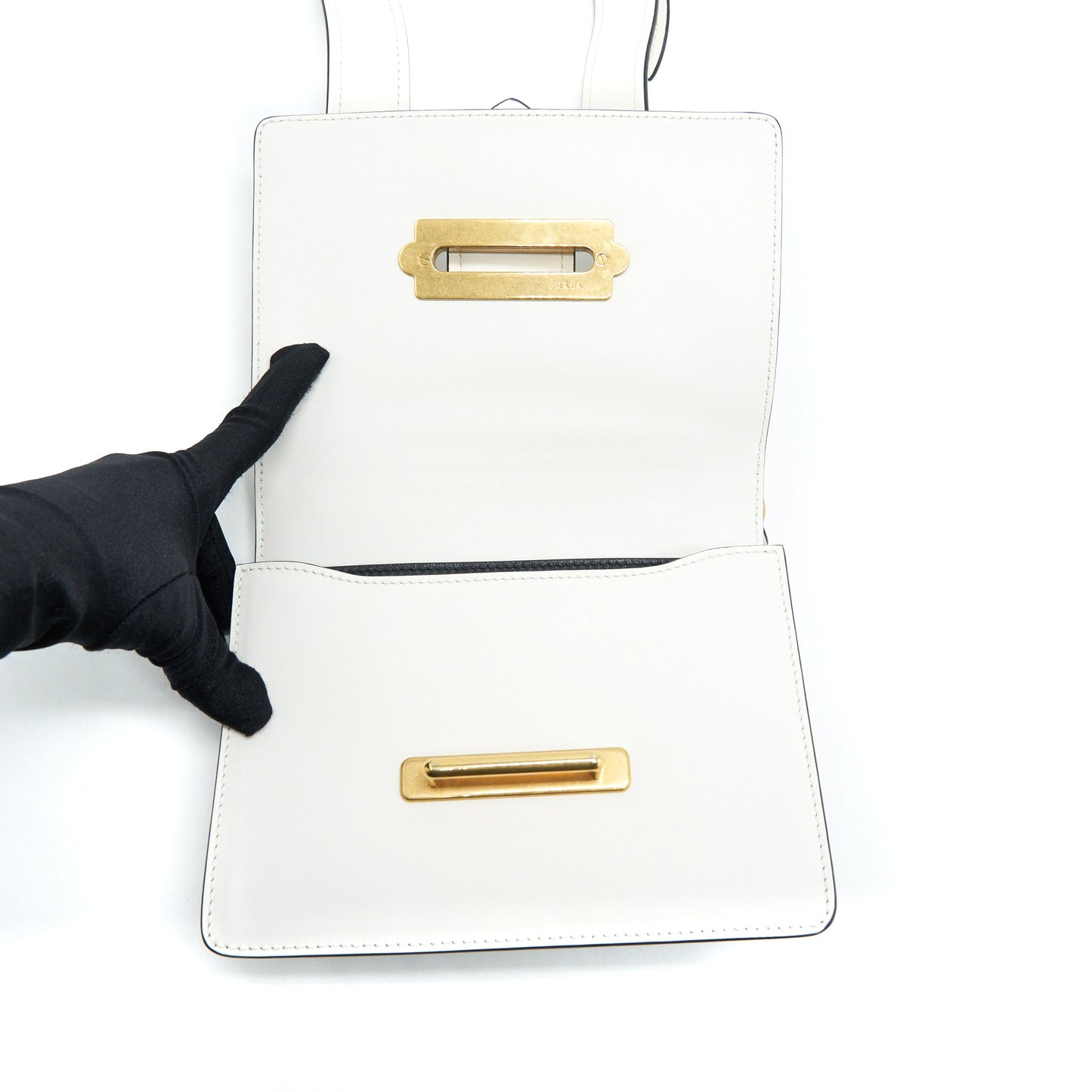 Prada City Calf Raffia Saffiano Cahier Purse White