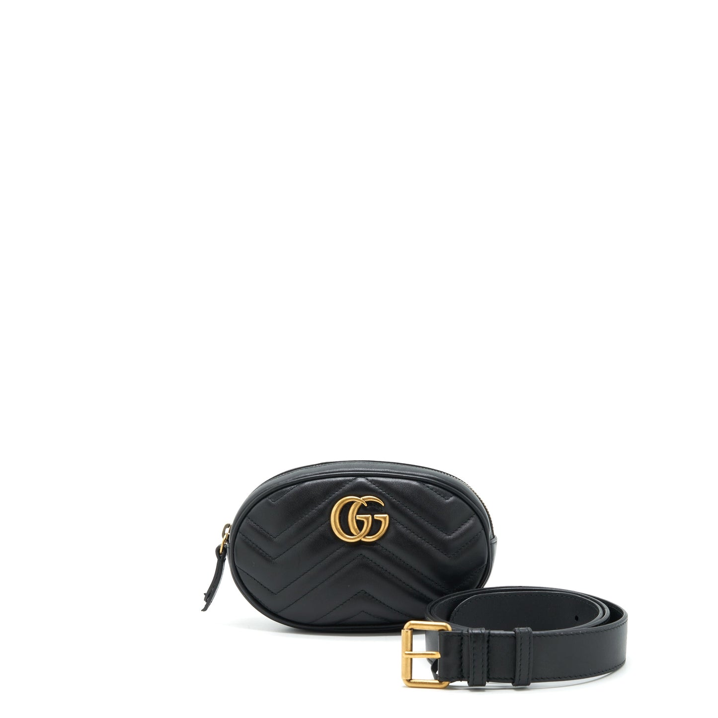 Gucci Marmont Matelasse Belt Purse Black