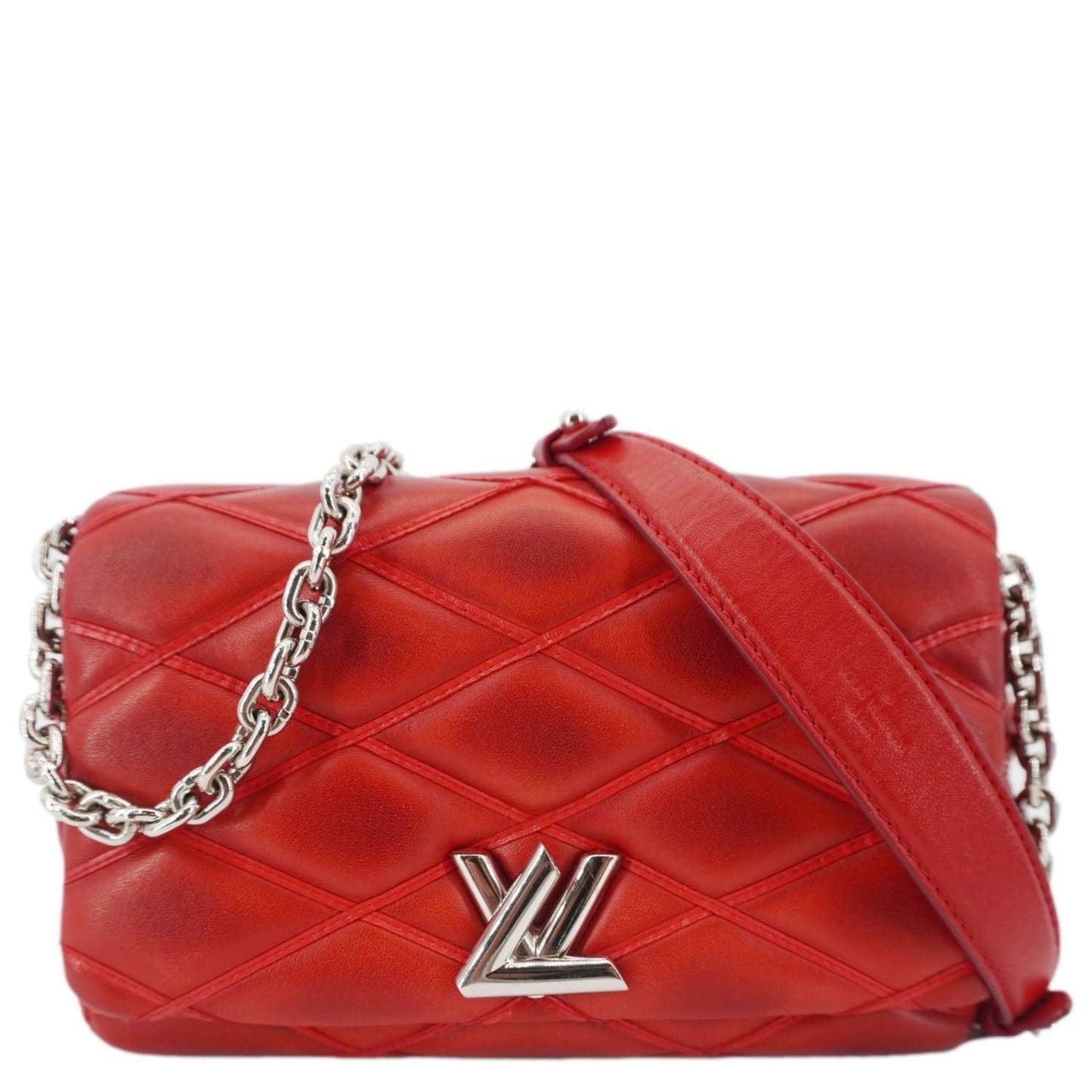 LOUIS VUITTON GO-14 PM Malletage Leather Shoulder Bag Red