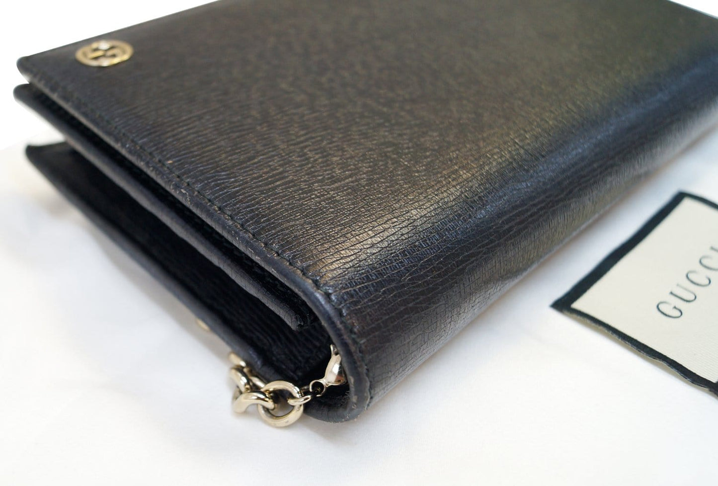 GUCCI Chain Black Crossbody Clutch Bag 354697