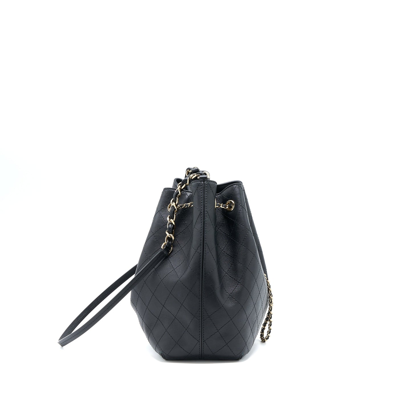 Chanel Drawstring Bucket Bag Calfskin Black LGHW