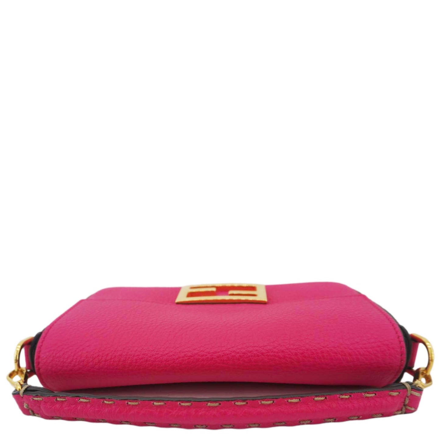 FENDI Selleria Cuoio Romano Leather Baguette Crossbody Bag Pink